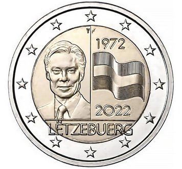 Монета 2 Євро 2022 Люксембург - Прапор Люксембургу 28310 фото