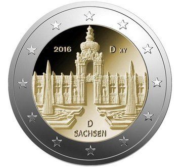 Монета 2 Євро 2016 Німеччина (А)- Дрезднер Цвингер 8809 фото