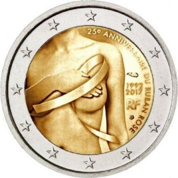 Монета 2 Євро 2017 Франція - Дослідження раку молочної залози 13612 фото