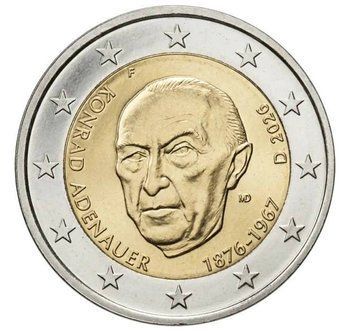 Монета 2 Євро 2026 Німеччина - Конрад Аденауер (Випадкова літера) 41116 фото