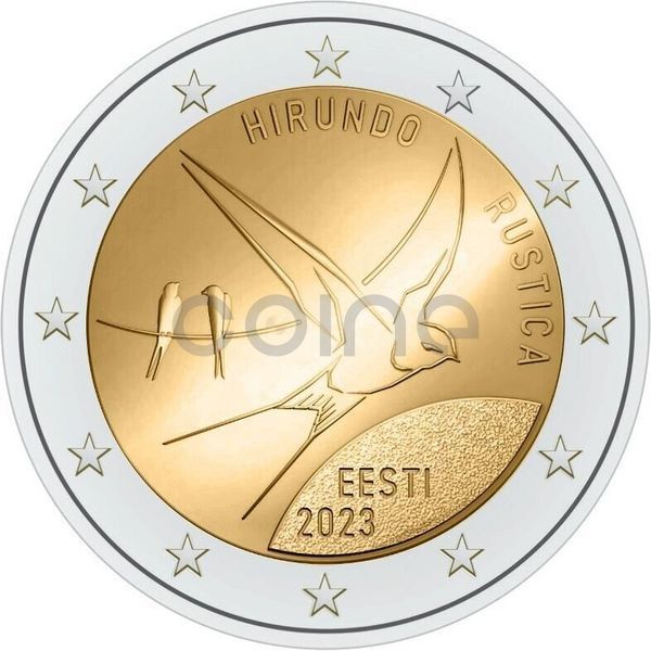 Монета 2 Євро 2023 Естонія - Ластівка хліборобська - національний птах Естонії 30887 фото