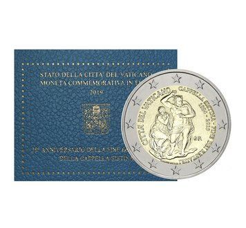 Монета 2 Євро 2019 Ватикан - 25-та річниця реставрації Сікстинської капели (UNC/BU) 19688 фото