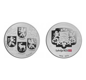 Латвія 5 євро 2018 - Монета гербів 16404 фото