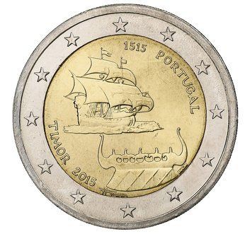 Монета 2 Євро 2015 Португалія - 500 років з часу першого контакту з Тимором 7242 фото