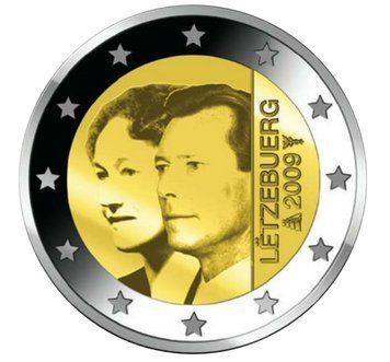 Монета 2 Євро 2009 Люксембург - 90-та річниця сходження на престол великої княгині Шарлотти 1383 фото