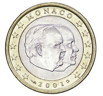 Monaco 1 Euro 2001 - Sovereign Prince Rainier III and Hereditary Prince Albert II