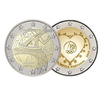 Olympic set of two coins 2 Euro 2024