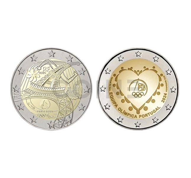 Olympic set of two coins 2 Euro 2024