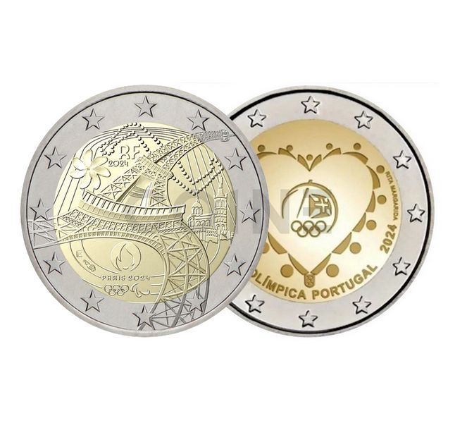 Olympic set of two coins 2 Euro 2024