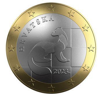 Монета 1 Євро 2023 Хорватія, Обігова 37084 фото
