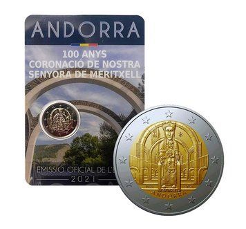 Монета 2 Євро 2021 Андорра - 100-річчя коронації Богоматері з Мерітксель" (BU in coincard) 26486 фото