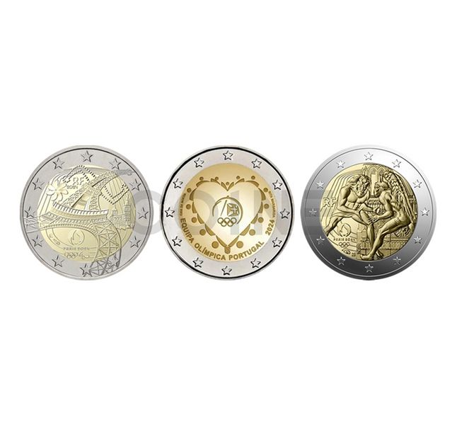 Olympic set of three coins 2 Euro 2024