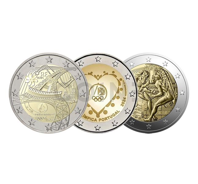 Olympic set of three coins 2 Euro 2024