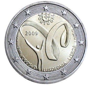 Монета 2 Євро 2009 Португалія - Португальська мова 1416 фото