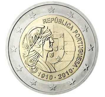 Монета 2 Євро 2010 Португалія - Сторіччя Португальської Республіки 1417 фото
