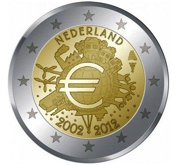 Монета 2 Євро 2012 Нідерланди - 10 років євро 4442 фото