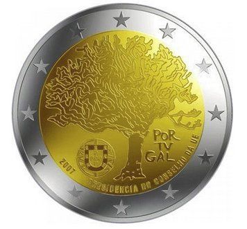 Монета 2 Євро 2007 Португалія - Головування в Раді ЄС 1413 фото