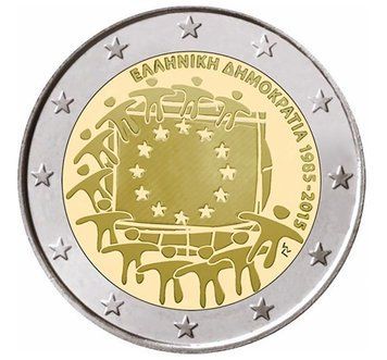 Монета 2 Євро 2015 Греція - 30 років прапору ЄС 8657 фото