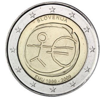 Монета 2 Євро 2009 Словенія - Економічний та валютний союз 1428 фото