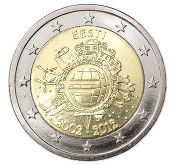 Монета 2 Євро 2012 Естонія - 10 років євро 1331 фото