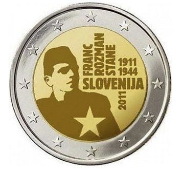 Монета 2 Євро 2011 Словенія - Франк Розман Стане 1430 фото