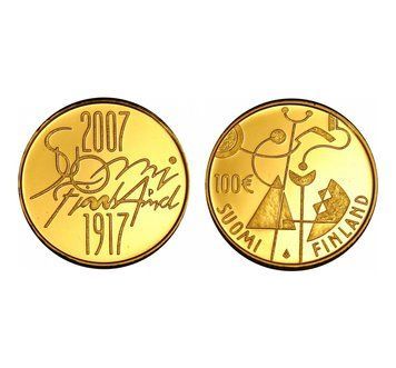 Фінляндія 100 Євро 2007 - 90-та річниця незалежності Фінляндії 10385 фото