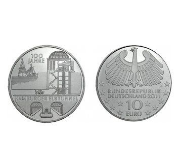 Німеччина 10 Євро 2011 J - Гамбурзький Ельбський тунель 14426 фото
