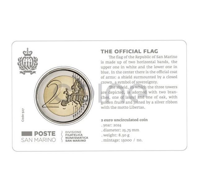 San Marino 2 Euro 2024 (BU in coincard)