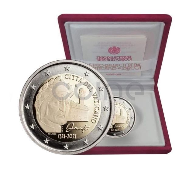Vatican 2 Euro 2021 - 700th Anniversary of the Detah of Dante Alighieri (Proof)