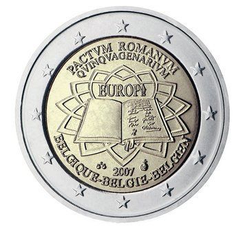 Монета 2 Євро 2007 Бельгія - Римська угода 4434 фото