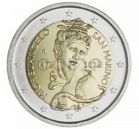 San Marino 2 Euro 2025 - 550th Anniversary of the Birth of Michelangelo