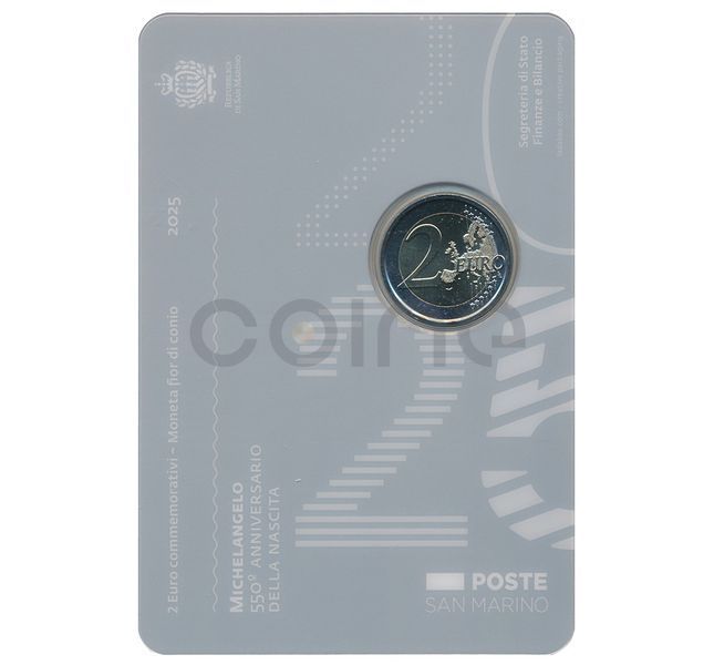 San Marino 2 Euro 2025 - 550th Anniversary of the Birth of Michelangelo