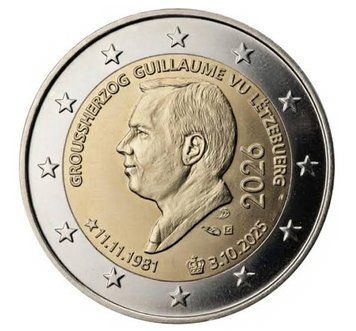 Монета 2 Євро 2026 Люксембург - Сходження на престол великого герцога Гійома 42425 фото