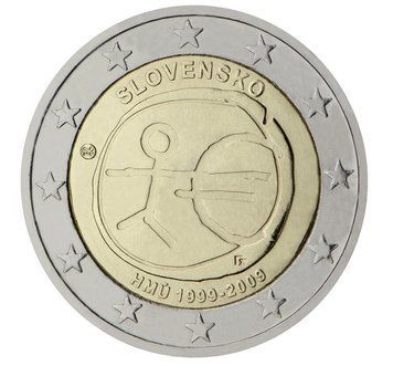 Монета 2 Євро 2009 Словаччина - Економічний та валютний союз 2164 фото