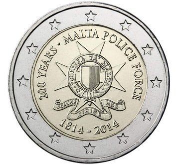 Монета 2 Євро 2014 Мальта - 200 років поліції Мальти 4284 фото