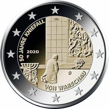 Монета 2 Євро 2020 Німеччина - 50 років варшавського уклону (Випадкова літера) 22396 фото