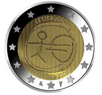Монета 2 Євро 2009 Люксембург - Економічний та валютний союз 2169 фото