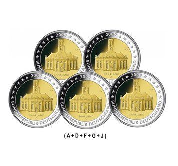Germany 2 Euro 2009 - Saarland (All 5 mints, A D F G J)