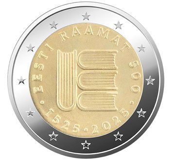 Монета 2 Євро 2025 Естонія - 500 років з часу виходу першого друкованого тексту естонською мовою 37611 фото