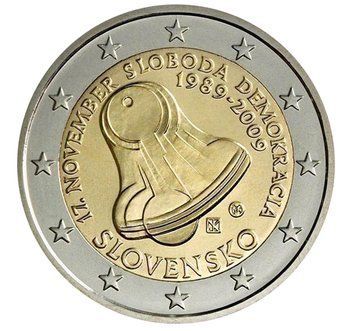 Монета 2 Євро 2009 Словаччина - 20-та річниця початку Оксамитової революції 2173 фото