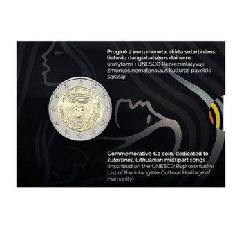 Монета 2 Євро 2019 Литва - Багатоголосі пісні (BU Coincard) 18964 фото