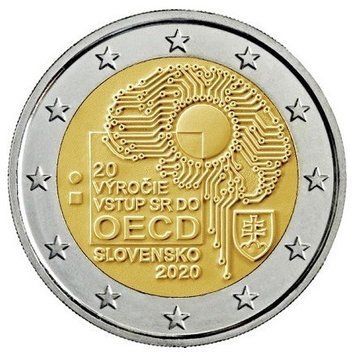 Словаччина 2 євро 2020 - 20-та річниця вступу до ОЕСР 22576 фото