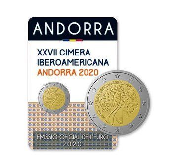 Монета 2 Євро 2020 Андорра - 27-й Іберо-американський саміт (BU у коінкарді) 22890 фото