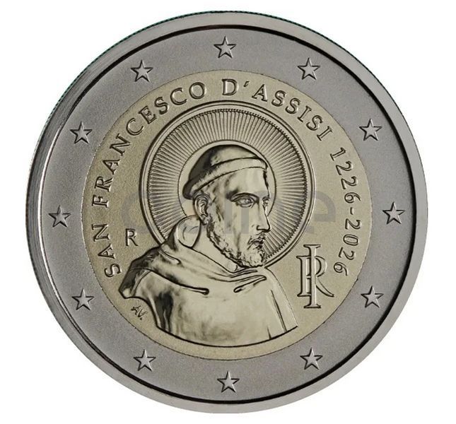 Монета 2 Евро 2026 Италия - Франциск Ассизский (BU coincard) 42932 фото