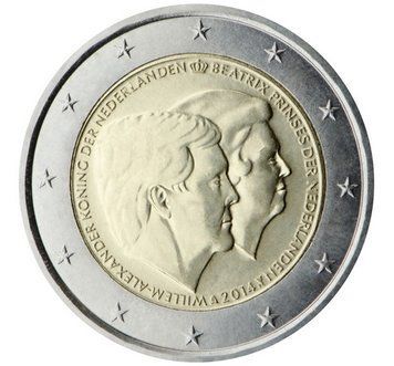 Монета 2 Євро 2014 Нідерланди - Подвійний портрет 3878 фото
