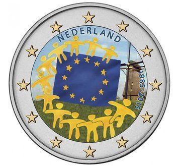 Netherlands 2 Euro 2015 - 30 Years of The EU Flag (in color)