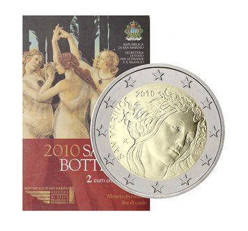 Монета 2 Євро 2010 Сан Маріно - Сандро Боттічеллі 2194 фото