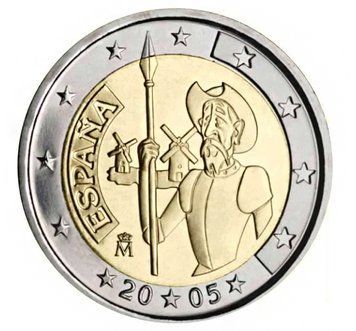 Монета 2 Євро 2005 Іспанія - Дон Кіхот з Ла-Манчі 3097 фото