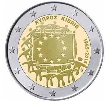 Монета 2 Євро 2015 Кіпр - 30 років прапору Європейського Союзу 8679 фото