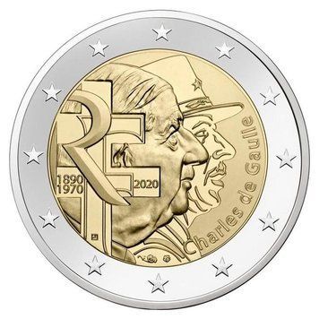 Монета 2 Євро 2020 Франція - Шарль де Голль 20612 фото